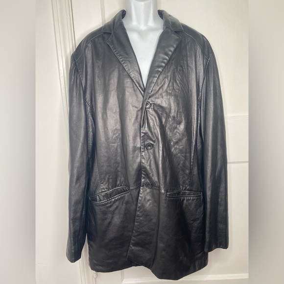 Jones New York XLT Men's Dark 100% Leather Coat - Picture 1 of 10